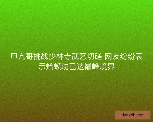 甲亢哥挑战少林寺武艺切磋 网友纷纷表示蛤蟆功已达巅峰境界 甲亢哥挑战少林寺武艺切磋 网友纷纷表示蛤蟆功已达巅峰境界