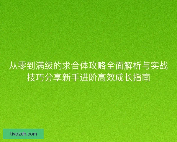 从零到满级的求合体攻略全面解析与实战技巧分享新手进阶高效成长指南