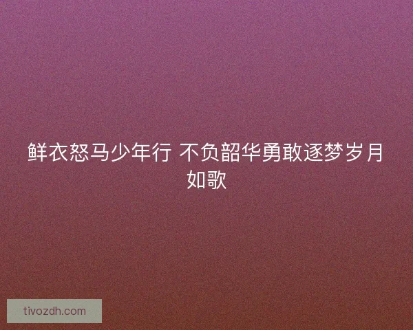 鲜衣怒马少年行 不负韶华勇敢逐梦岁月如歌